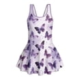 thumbnail image 4 of Xixirimido Purple Butterflies Print Girls Swimsuit Sleeveless One Piece Skirted Swimwear Modest Hawaiian Bathing Suit for Beach Water Park Kids Swim Dress, 5-6 Years, 4 of 7