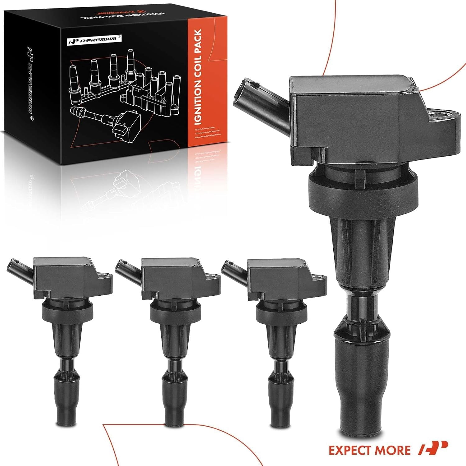 A-Premium Ignition Coil Pack Compatible with Hyundai Elantra Kona Sonata Tucson Veloster Kia Forte5 Optima Soul L4 1.6L 4-PC Fits select: 2018 HYUNDAI TUCSON VALUE/LIMITED