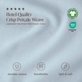 thumbnail image 6 of Bare Home Organic Percale Sheet Set - 100% Organic Cotton - Queen, Winter Blue, 6 of 10