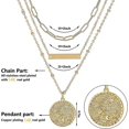 thumbnail image 4 of Collares en capas para mujer Yashi con flor de nacimiento bañado en oro de 14 k y moneda de corazón grabada Flores de cerezo Mar, 4 of 4