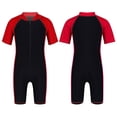 thumbnail image 3 of Eandarui Boys Girl's One Piece Short Sleeve Zippered Wetsuit Swimwear Swimsuit Sun Protection Rash Red&Black 6, 3 of 4