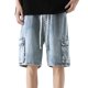 thumbnail image 5 of Pantalones cortos vaqueros holgados para hombre de Cagnkofi, estilo informal, estilo bermudas, holgados y rectos., 5 of 6