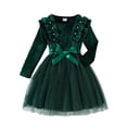 thumbnail image 2 of Girls Velvet Christmas Party Dress, Pearl Tutu Gown for Little Girls Winter Holiday, 2 of 8