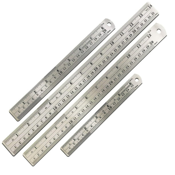 Mr Pen Steel Rulers 6 8 12 14 Inch Metal Rulers Pack Of 4 Original Version Walmart Com