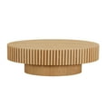 thumbnail image 7 of Modern Handcraft Drum Coffee Table | 43.7" Natural Ash Ellipse | Oval MDF Living Room Table | Sturdy Pedestal | Mid-Century Style Accent, 7 of 7