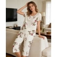 thumbnail image 5 of MyFav Women's Capri Pajama Sets Plus Size Sleepwear Top with Capri Pants 2 Piece Loungewear Set,2XL, 5 of 7