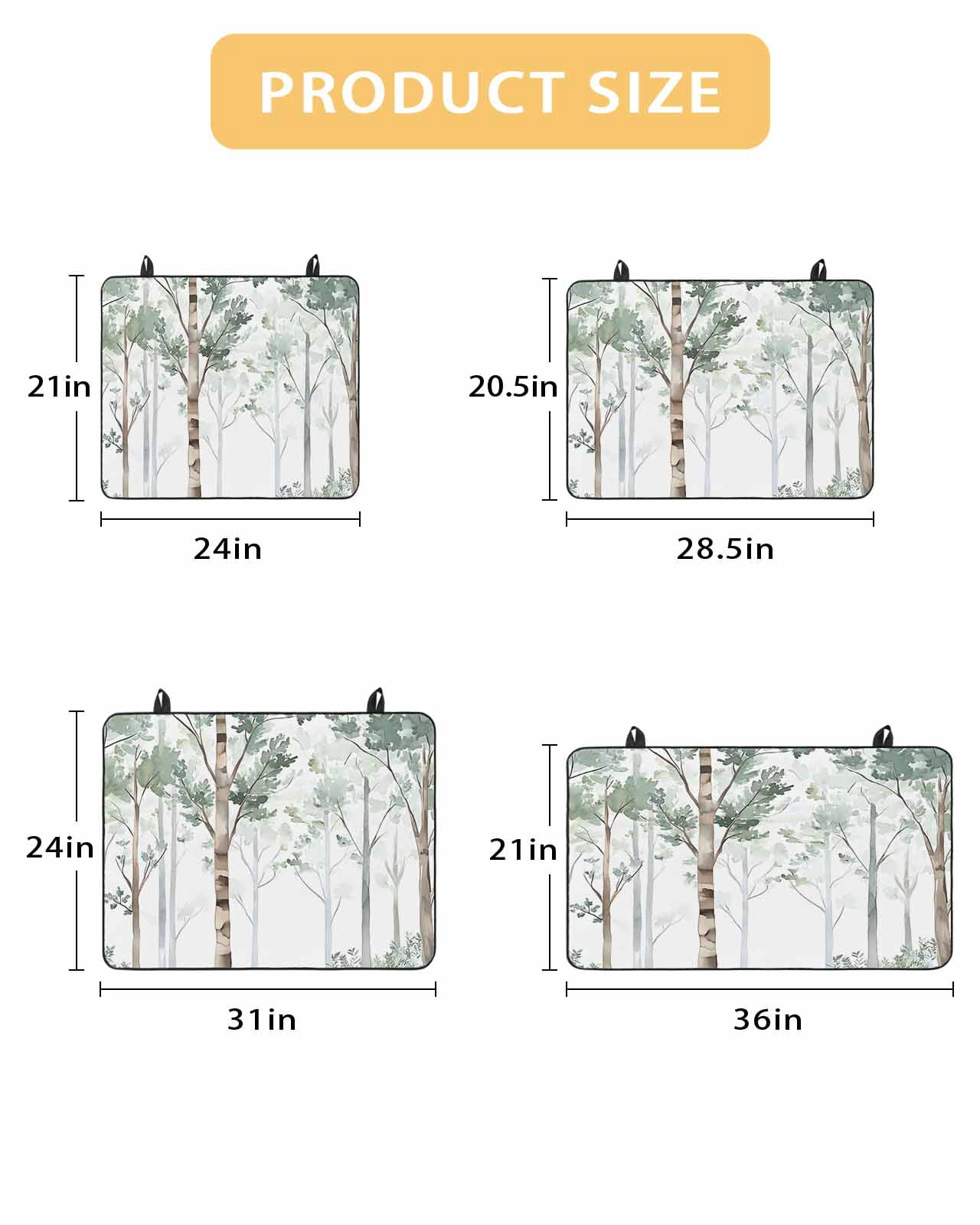 nqOlkjepod Large Induction Cooktop Protector Mat 24"x21", Watercolor Forest Green Stove Top Covers for Electric Stove, Vintage Branches Leaves Stove Burner Cover Mats, Glass Top Stove Cover