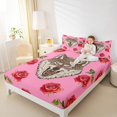thumbnail image 5 of Feelyou Rustic Wolf Wildlife Twin Sheet Sets, Fashion Red Rose Floral Twin Fitted Sheet, Teens Kids Boys Girls Flat Sheet, Luxury Bedroom Decor, 3-Piece, 5 of 8