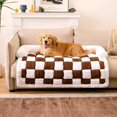 thumbnail image 1 of Pet Couch Covers for Dogs, Dog Couch Cover Bed Plush Pet Mat for Furniture Protector Cream Square Plaid Cozy Washable Sofa Cover for Cats, Medium, Black, 1 of 5