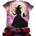 thumbnail image 6 of Jsaierl Halloween Shirts Women Funny Witch Graphic Tees Stretch Going Out Round Neck T-Shirts Short Sleeve Dressy Casual Blouse Tops Halloween Costumes,Sizes S-5XL, 6 of 7