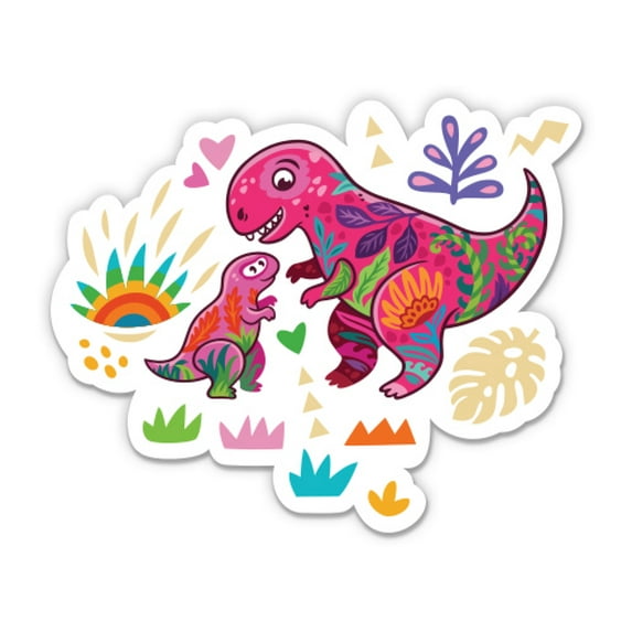 Dinosaurs Mom and Baby Cute - 12" Vinyl Sticker Waterproof Decal