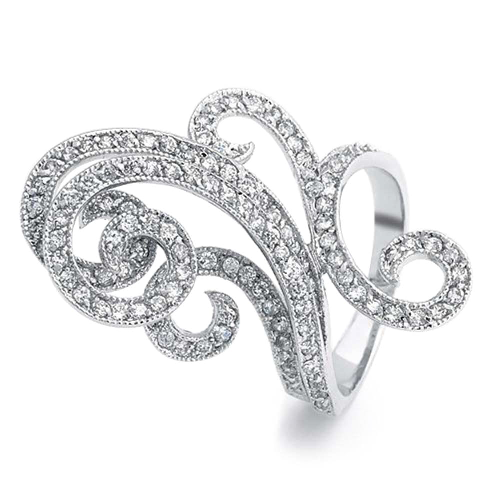 Bling Jewelry Spiral Wrap Serpent Snake Fashion Statement Ring for Women Red Eye Cubic Zirconia Pave CZ Silver Plated Brass