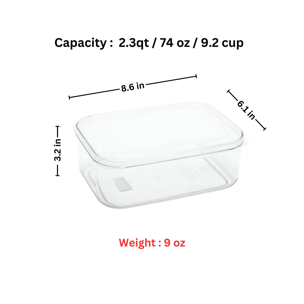 Lustroware 6 Set, Micro Clear 2.3qt Kitchen Pantry Food Storage Container Set with Lid, Shatterproof, BPA Free, Dishwasher, Microwave Safe Canister, Fridge Refrigerator Organizer, Made in Japan