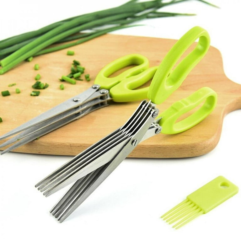 5 Layer Kitchen Shears 5 Blade Stainless Kitchen Shears Scallion Cutter  Laver Spices Herb Chive Cutter For Cutting Cilantro