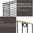 thumbnail image 2 of MyGift Art Deco Style Matte Black Metal Wire Magazine Rack with Brass Tone Rim - Wall Mounted Holder Storage Basket for Mail - Handcrafted in India, 2 of 7