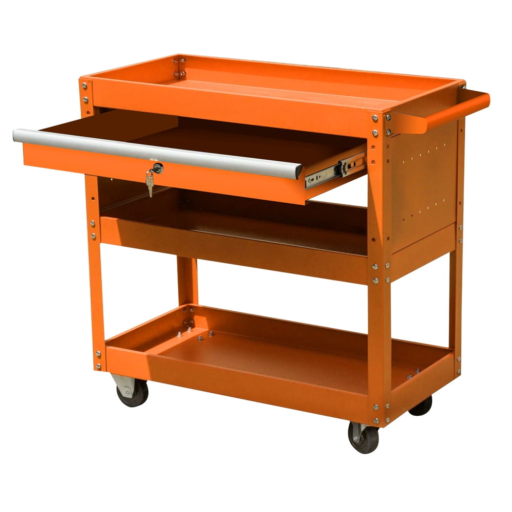 High Capacity Rolling Tool Storage Cart with Lockable Sliding Drawer, 4
