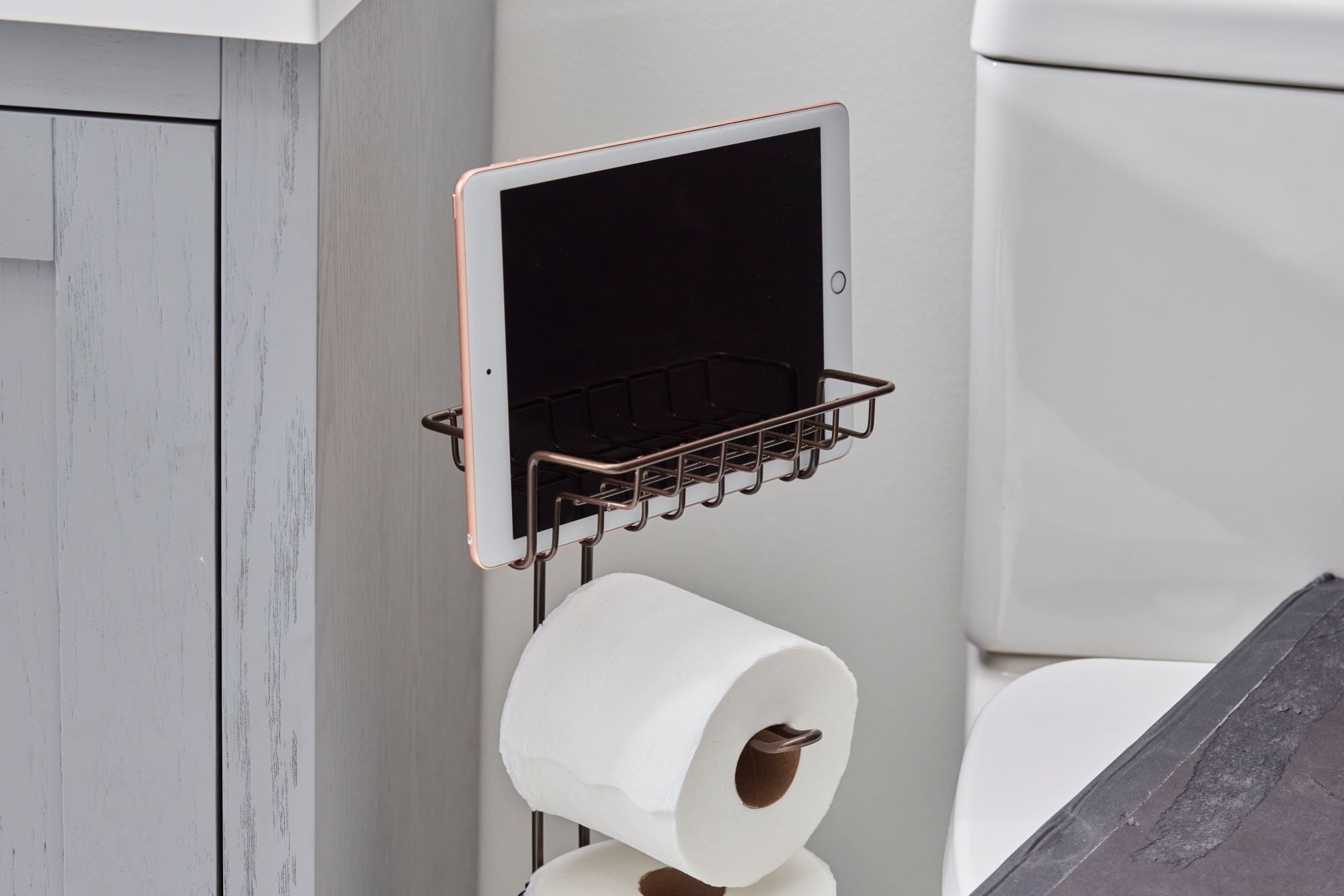 Better Homes & Gardens Bronze Flatwire Free-Standing Toilet Paper Holder with Reserve