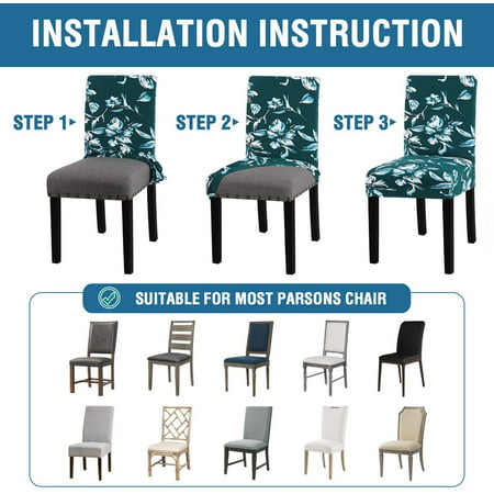 Stretch Dining Chair Covers Set Of 6, Dark Teal Dining Chair Covers