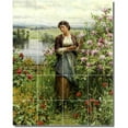 thumbnail image 1 of Ceramic Tile Mural-Daniel Ridgway Knight Garden Floor Tile Mural 5. 17" w x 21.25" h using (20) 4.25 x 4.25 ceramic tiles, 1 of 3