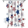 thumbnail image 2 of 4th of July Patriotic Shower Curtains for Bathroom Decor Independence Day Fireworks USA Flag Star Red White and Blue Bath Curtains Sets with Hooks Waterproof Extra Long 84"x72", 2 of 6