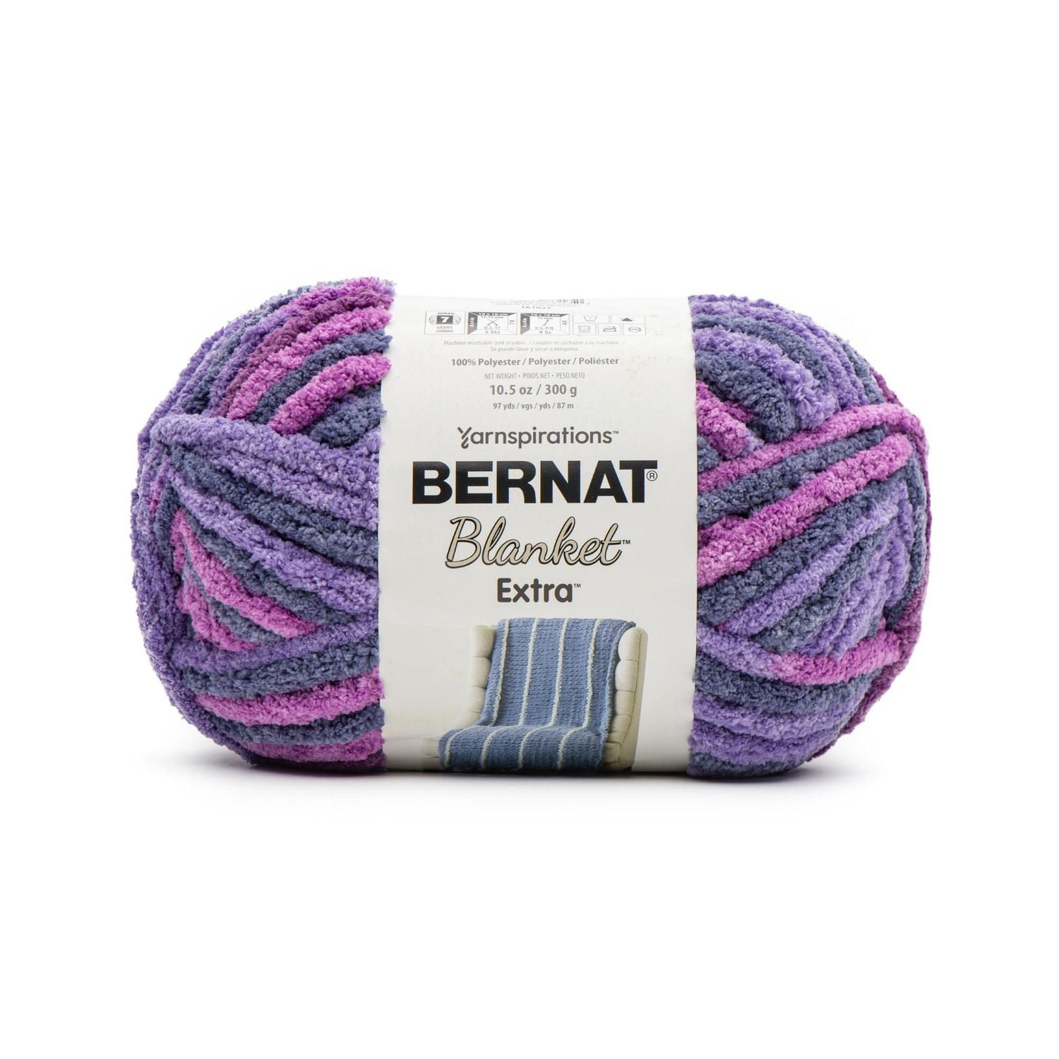 Bernat® Blanket Extra™ Yarn, Polyester #7 Jumbo, 10.5oz/300g, 97 Yards, Cuddly chenille-style yarn