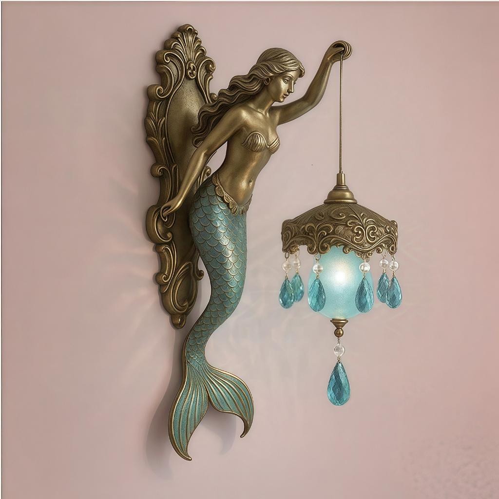 SDFGTstore mermaids Sculpture Night Light Elegant Base Background Light Bedroom Bedside Lamp Decoration for Bedroom Living Room
