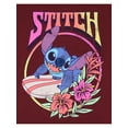 thumbnail image 5 of Disney Lilo And Stitch Men's Stitch Surfing Sunset Hibiscus Flowers Distressed Graphic Print T-Shirt, 5 of 5