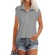 thumbnail image 1 of Camisa de manga corta para mujer, cuello en V, cuello vuelto, ajuste holgado, manga corta, para el trabajo, citas en la calle, compras, gris, XL, 1 of 5