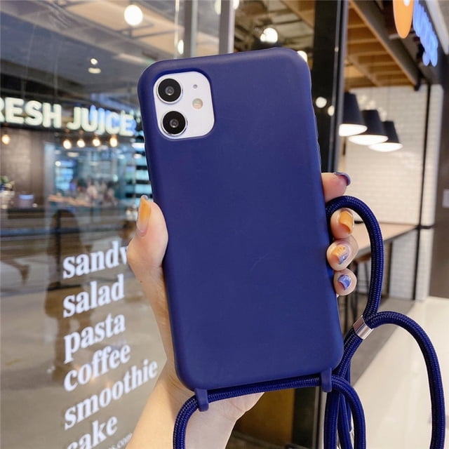 Funda de teléfono con collar de silicona líquida para iPhone 14 13 12 Pro 11 Pro XS MAX X XR 6 7 8 Plus SE, funda con cordón cruzado Tan Jianjun unisex