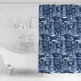 thumbnail image 4 of 72x78 Inch Shower Curtain Navy Blue Garden Bathroom Decor Waterproof Fabric Bathtub Bath Curtains Decorative Modern Art Building Trees Landscape Extra Long Shower Curtain Set with Hooks, 4 of 6