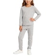 thumbnail image 2 of Bixock Toddler Girls Cotton 2 Piece Set Crew Neck Pullover Tops and Jogger Pants Set Girls Fall Outfits Set Casual Soft Breathable Warm Sleepwear Homewear Kids Clothings 1-12 Years, 2 of 5