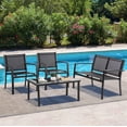 thumbnail image 2 of Sobaniilo 4 Pieces Patio Furniture Set Textilene Conversation Set Bistro Set for Lawn and Balcony, Black, 2 of 7