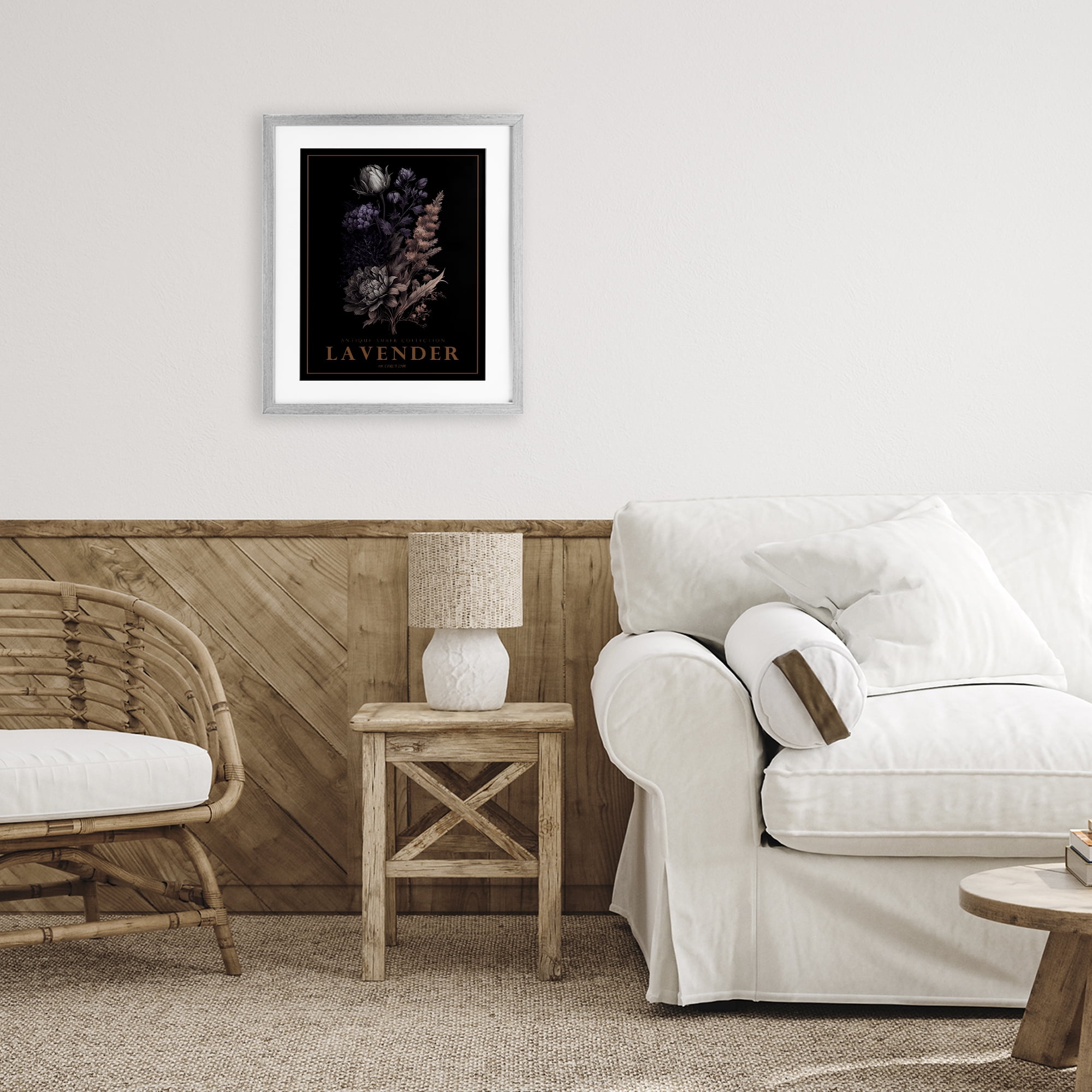 Stupell Industries Antique Lavender Bushel Gray Framed Print Under Glass, design by Christopher Giampietro
