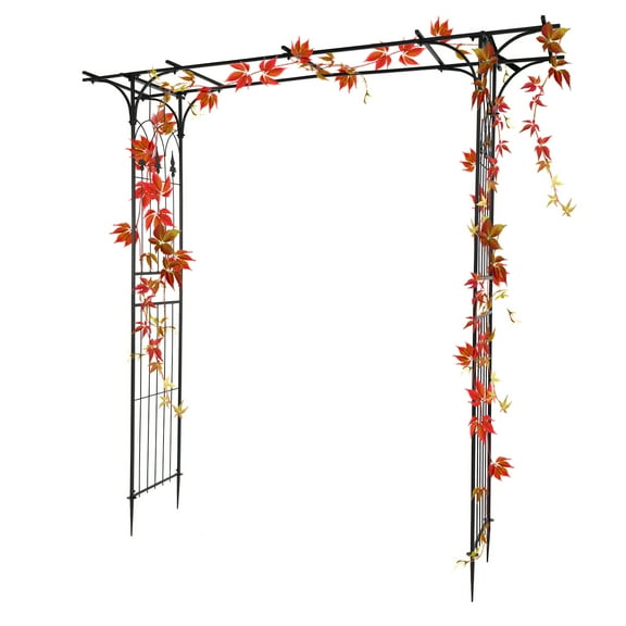 VINGLI Garden Arbor Metal Wedding Arch Archway for Ceremony Party, Black