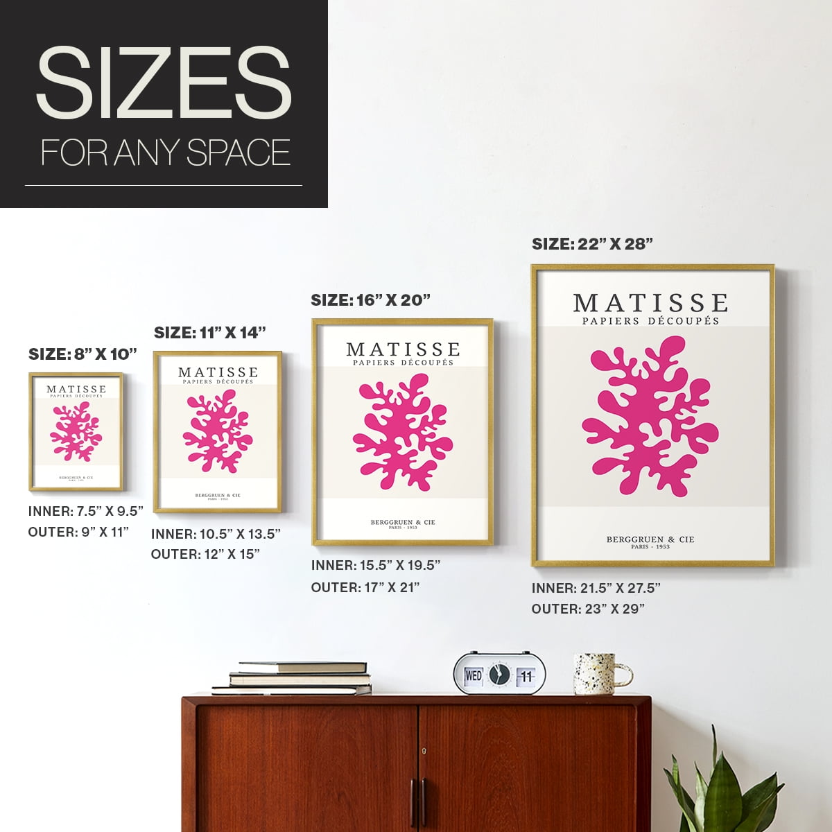 Matisse CDXXIX in Gold Solid Wood Framed Print No Nail Hanging
