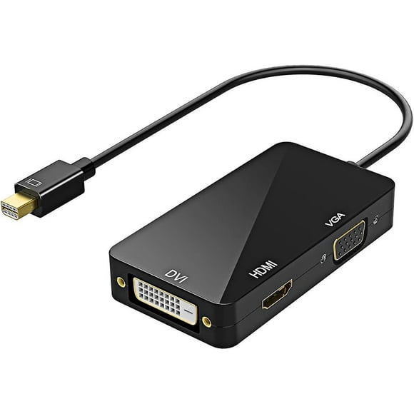 Topop - 3 in 1 Thunderbolt Port Mini Displayport for HDMI DVI VGA Adapter Black