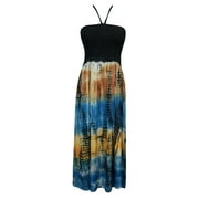 Mogul Womens Beach Dress Tie Dye Print Halter Neck Hippie Chic Summer Fashion