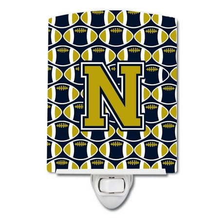 

Caroline s Treasures CJ1074-NCNL Letter N Football Blue and Gold Ceramic Night Light 6x4x3 multicolor