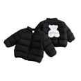 thumbnail image 5 of Kids' Stand Collar Zip Puffer Jacket, Bear Applique On the Back and Padded Warm Construction, Side Pockets, Kids Winter Outerwear, 1‑8 Years, Toddler Jacket Black 1-2 Years, 5 of 7