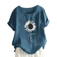 thumbnail image 1 of T-Shirt Col Rond à Manches Courtes à Imprimé Tournesol pour Femme, 1 of 2