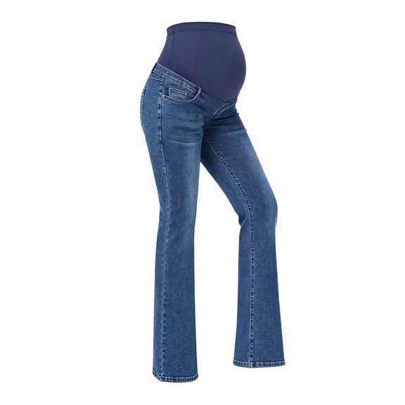 Womens Maternity Denim Jeans High Stretch Supportive Panel Comfortable For Pregnancy Everyday Wear Denim Pants For Women