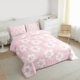 thumbnail image 3 of Homewish Kawaii Flower Full Size Comforter Sets,Cute Cartoon Floral Bedding Comforter Set,Pink White Bedding Sets For Teens,Luxury Bedroom Decor Reversible,3pcs, 3 of 8