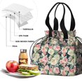 thumbnail image 4 of Pioneer Flower Drawstring Lunch Bag Women - Drawstring Lunch Bag Insulated for Work Office - Stain-Resistant Large Lunchbags for Women with Multi-Pockets, 4 of 6