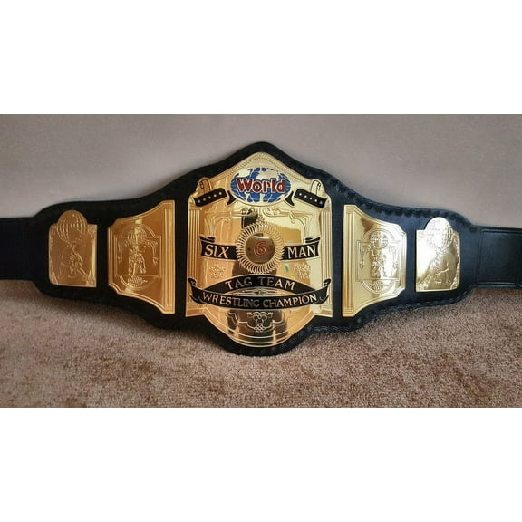 World Six 6 Man Tag Team Wrestling championship belt Adult size