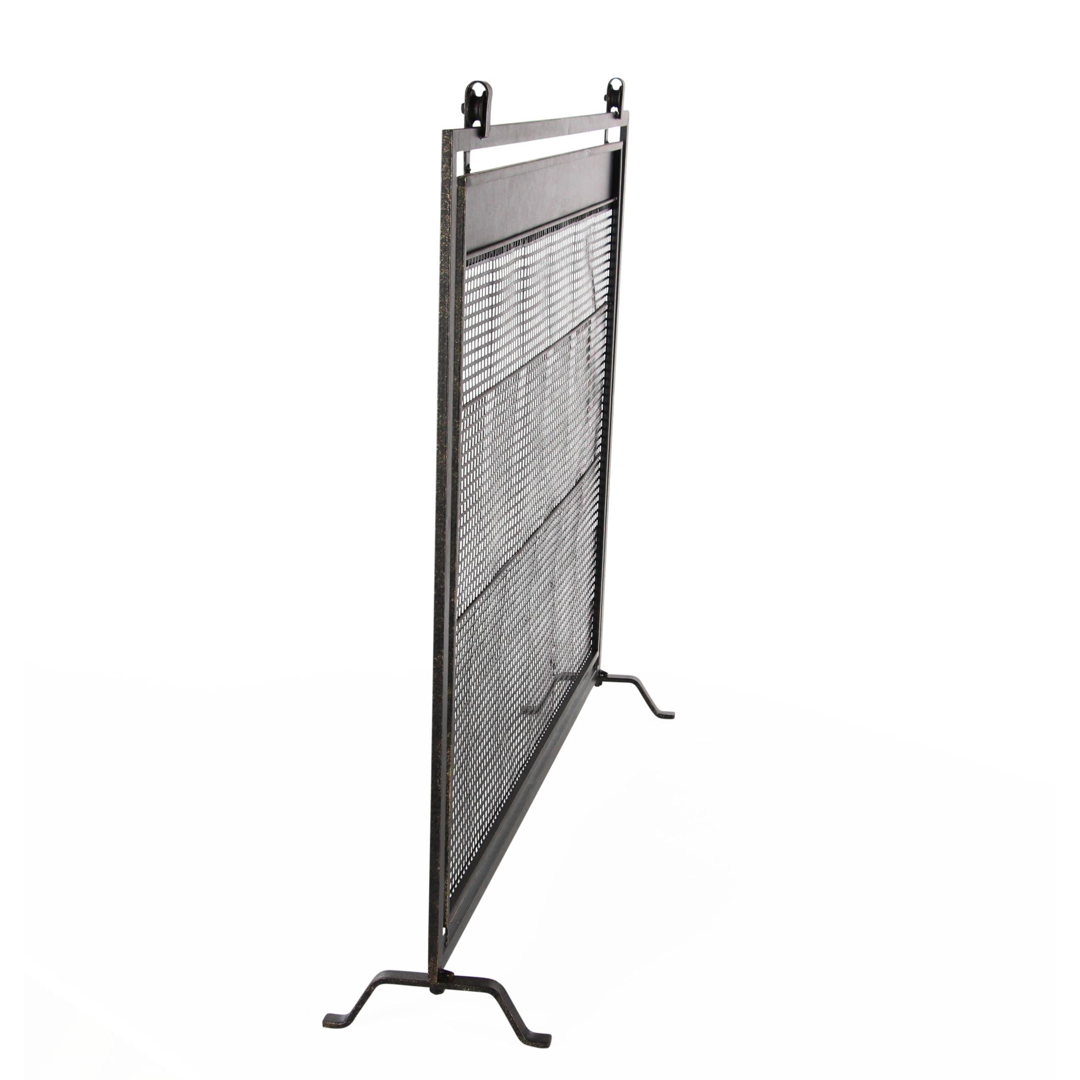 DecMode Contemporary Metal Mesh Fireplace Screen, 38"L x 9"W x 35"H, Black with Semi-Matte Finish
