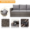 thumbnail image 5 of Homrest 6 Pieces Patio Furniture Sets,Rattan Sectional Sofa W/Ottomans, Cushions  for Garden, Lawn, Balcony, Grey, 5 of 8