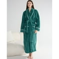 thumbnail image 3 of Defitshape Women's Fleece Bathrobe Ankle Bathrobes Fuzzy Plush Billowy Home Chic Chunky Fleece Long Fall Long Sleeve Bath Robe Green Small, 3 of 5