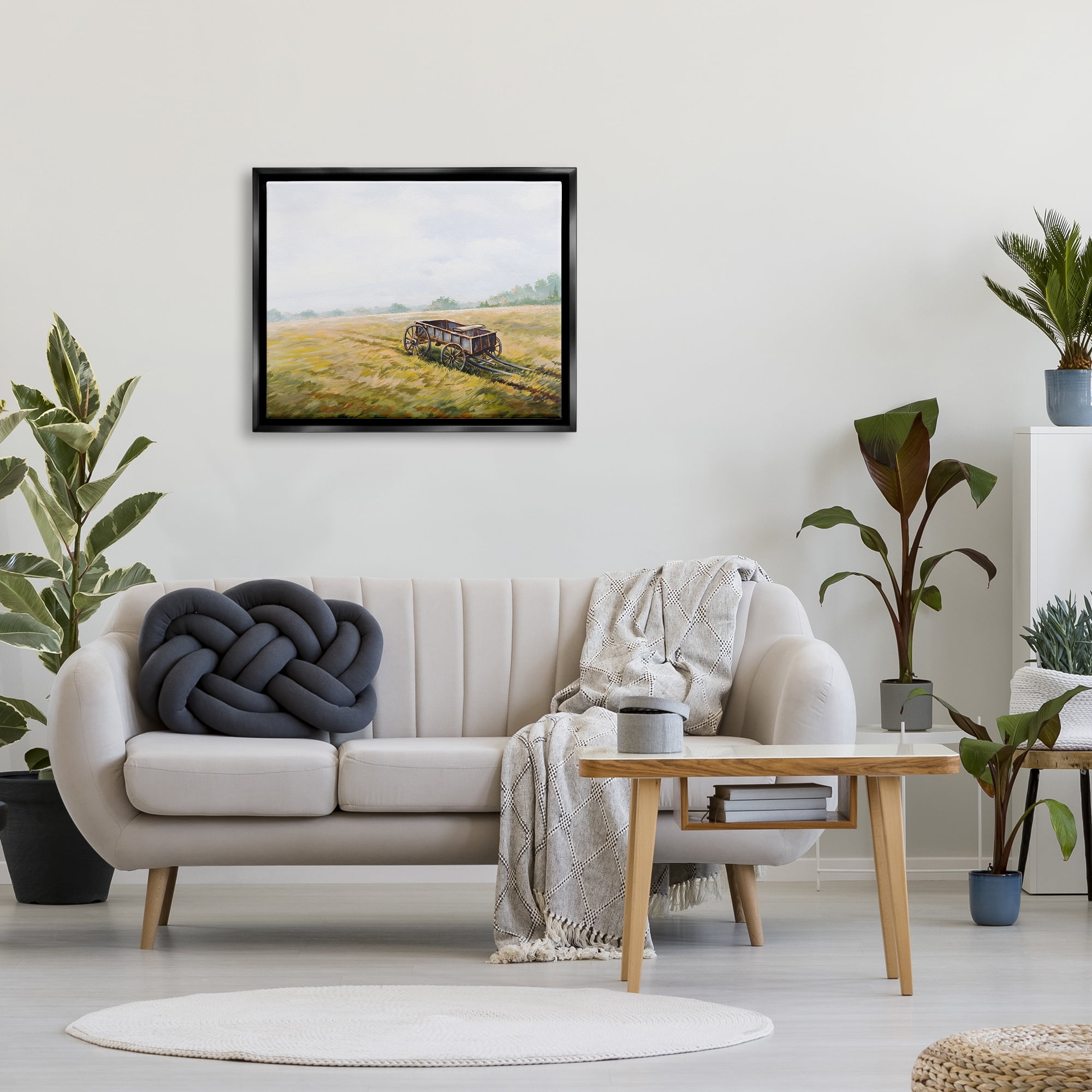 Stupell Industries Wild West Wagon Cart Rural Hill Farm Scenery Jet Black Framed Floating Canvas Wall Art, 24x30, by Bruce Nawrocke