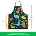 thumbnail image 3 of Delantal SANDJEST Dinosaur Kid para niños con bolsillo y gorro de chef, 3 of 7