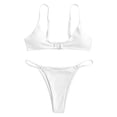 thumbnail image 1 of B91xZ Bikini Ensemble pour Femmes Col en V Nœud devant Rehausseur String Deux Pièces Maillot de Bain, Blanc L, 1 of 4